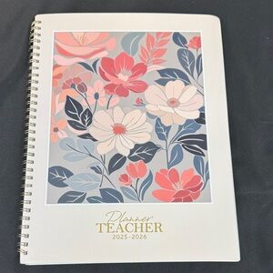 Indeme Floral Teacher Planner 2025-2026 Academic year weekly monthly twin wire